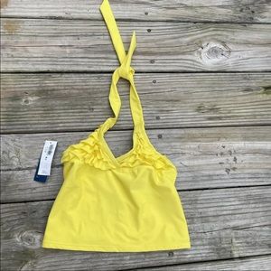 NWT Old Navy Girls Medium 8 Yellow Ruffle Halter Top UPF 40 Lined Swimsuit Top